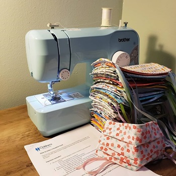 sewing machine with homemade masks